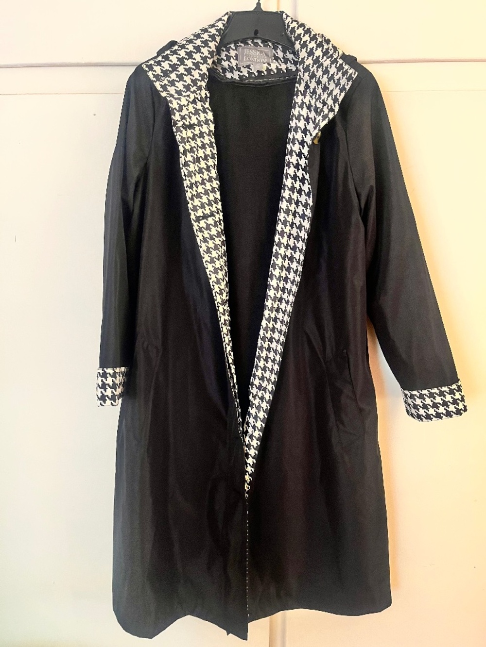 Black and White raincoat with hood